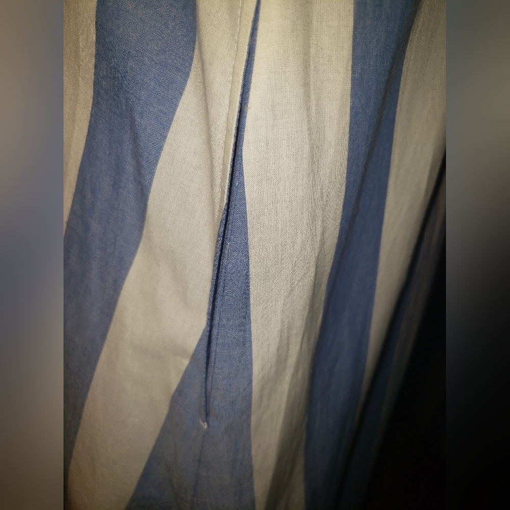 NWT. Tory Burch pinstripe blue white Striped Hood Kaftan sequins embroid   dress - Picture 13 of 16